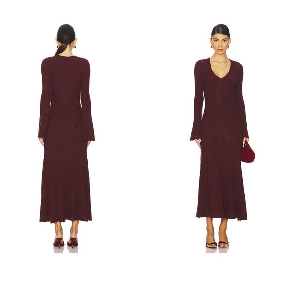 PAIGE Bel Dress in Oxblood - Picture 2 of 9